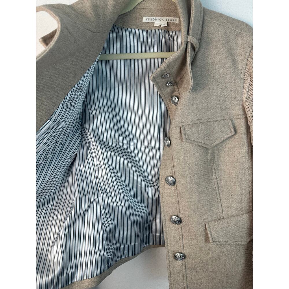 Veronica Beard Beige Arshia mixed media cable-knit field jacket blend Size 12 - Picture 5 of 9